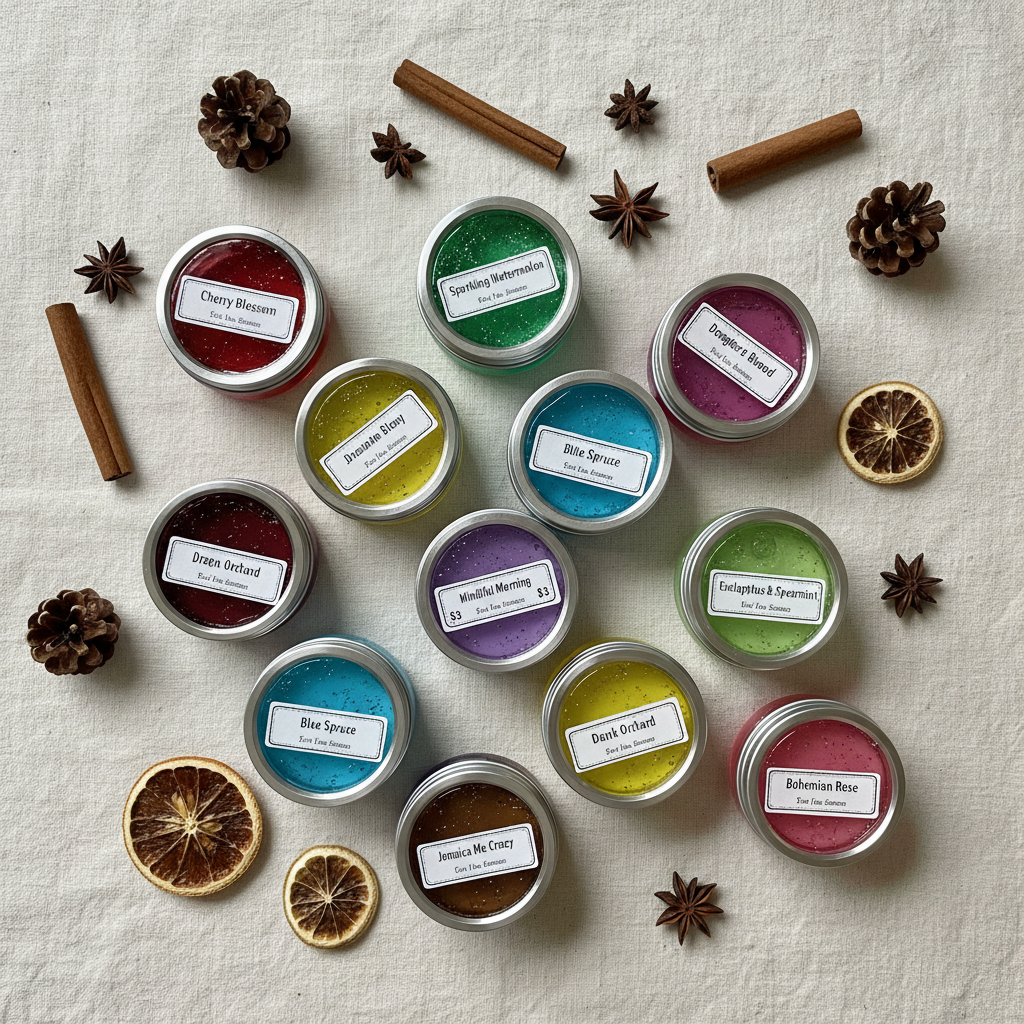 Gel Air Fresheners flat lay close up