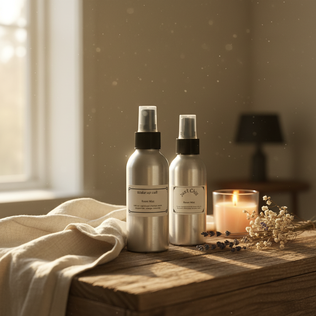 Lifestyle image with upright bottles