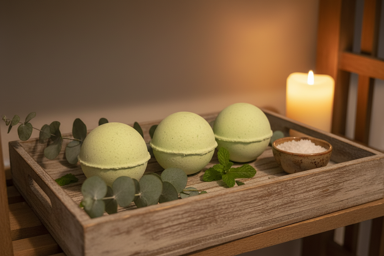 Spearmint & Eucalyptus Bath Bombs Lifestyle