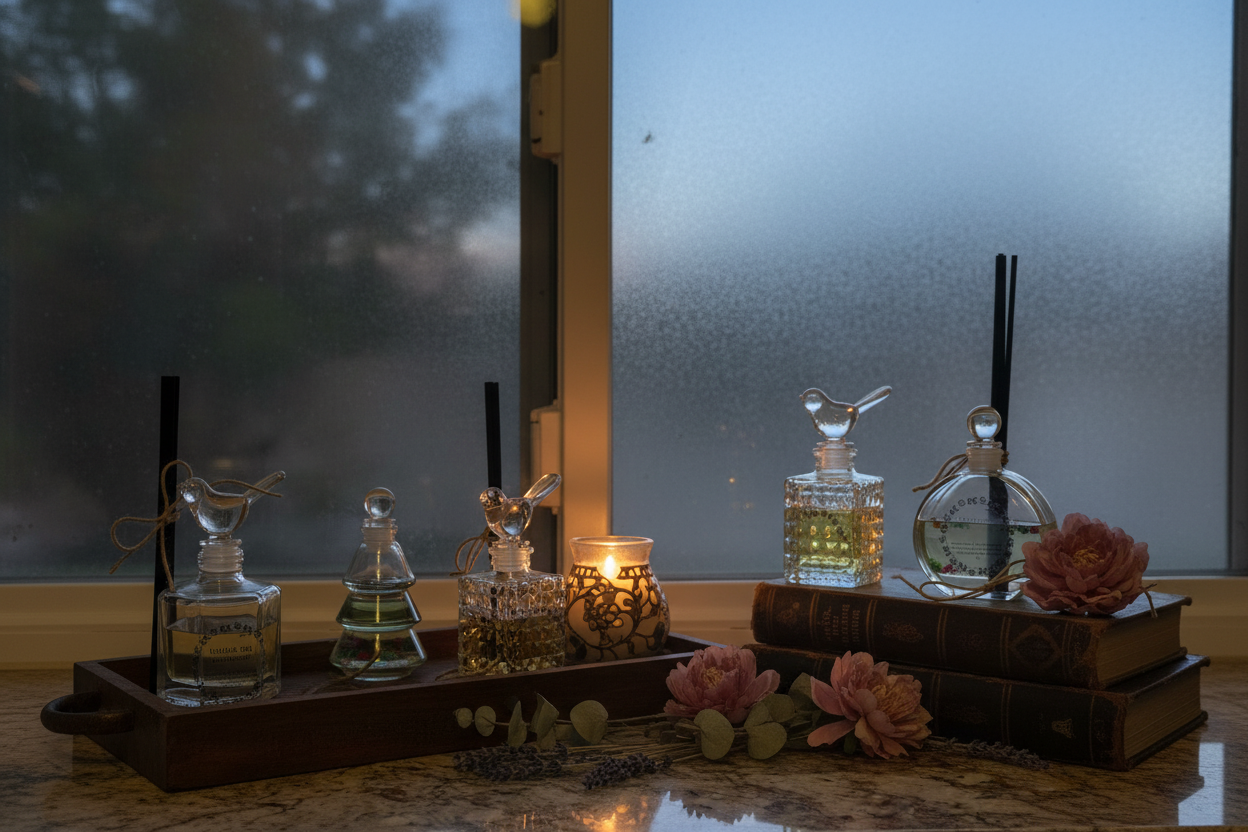 Vintage Candlelit Reed Diffuser with Dark Window